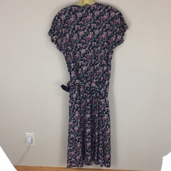 Vintage Meryl Fashions LTD Floral Belted MIDI Dress made in USA Size 10 - Picture 5 of 15